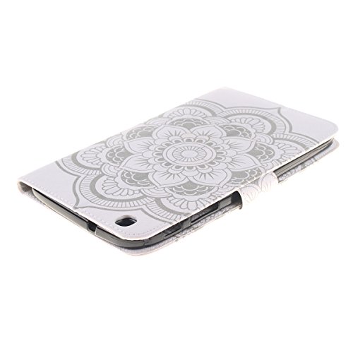 HB-Int 3 in 1 PU Leder Hülle für Samsung Galaxy Tab 3 SM-T310 T311 T315 8.0″ Brieftasche Etui Stand Funktion Flip Wallet Case Kartenfächer Book Style Cover Elegant Weiß Blumen Multifunction Modicsh Holder Tablet Schutzhülle Magnetverschluss Dünn Slim Bumper Zubehör mit Stylus Pen und Staub Stecker - 4