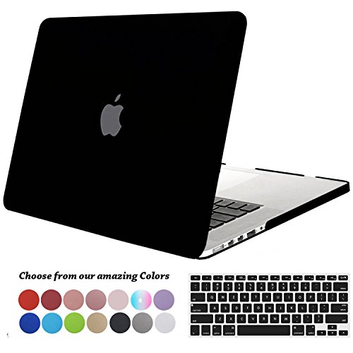 Macbook Pro 15 Retina Hülle,TECOOL [Ultra Slim Serie] Plastik Hartschale Schutzhülle Snap Case und Silicon Tastatur Abdeckung für Apple MacBook Pro 15,4 Zoll - Schwarz