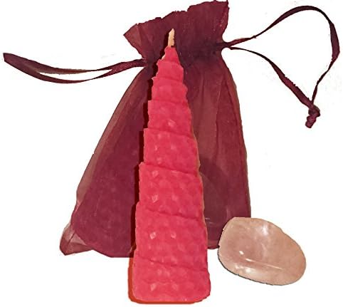 Passion &amp; Lust Spell Wish Kit - Spiral Beeswax Candle &amp; Gemstone Gift Set - Magic of Nature (Made in England) …