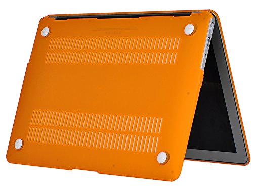 Topideal Schutzhülle, 3 in 1 Gummierte Matte, Seidenmatten, Satins, keramische Elemente, Schutzhülle für MacBook Air 33,8 cm (Modell: A1369 und A1466) + Tastatur-Cover + Displayschutzfolie orange EU/UK Keyboard Version - 5