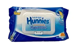 HUNNIES Baby Soft and Light Blue and White Moisturising Wipes with Flip-top (80 Pieces)