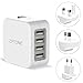 Price comparison product image ZPTONE Travel Adaptor 4 Port USB Wall Plug International Universal Travel Plug Adaptor with US UK EU AU Plug for iPhone, iPad, Samsung, LG, HTC, MacBook and More - White