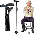 Believers Group Portable Aluminium Alloy Handle Dependable Professional LED Light Folding Walking Stick for Old Gentleman, Walking Sticks for Old People, Walking Stick for Old Women