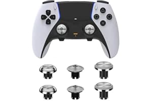 Hzxkqmil Metal Thumbsticks Replacement for PS5 Edge Controller - 6 in 1 Analog Joystick Interchangeable Thumb Stick Custom Accessories, Silver