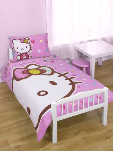 Hello Kitty 'Folk' 4 in 1 Junior Bedding Bundle (Duvet + Pillow + Covers)