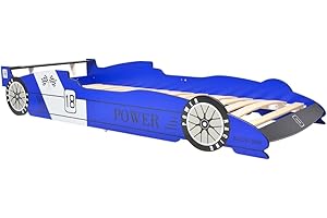 vidaXL Cama Infantil con Forma Coche Carreras Azul Habitación Decoración Niños