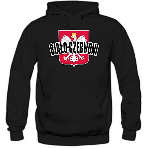 Polen EM 2016 #4 Kapuzenpullover | Fußball | Bialo-Czerwoni | Herren | Trikot | Nationalmannschaft, Farbe:Schwarz (Black F421);Größe:XL