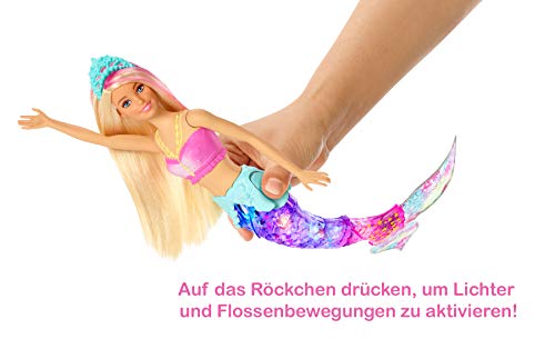 Barbie GFL82 - Dreamtopia Glitzerlicht Meerjungfrau mit blonden Haaren, Flosse mit Schwimmbewegungen und Licht, Spielzeug für die Badewanne, Puppen ab 3 Jahren - 3