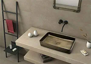 MOST Tabletop Bathroom Sink, Brown, Metallic Finish