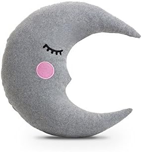 Chickidee Homeware Lunar Sleeping Cresent Moon Cushion, Cotton, Grey, 35 x 8 x 40 cm