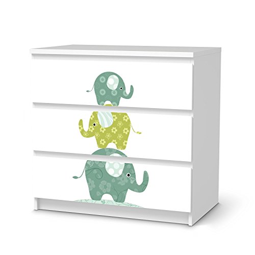 creatisto Möbelfolie Ikea Malm 3 Schubladen/Deko für Kinderzimmer und Babyzimmer/Wohnaccesoires und Möbel-Sticker Passend zu Wickelkommode und Kinder Wandtattoos - Design Elephants creatisto Möbelfolie Ikea Malm 3 Schubladen/Deko für Kinderzimmer und Babyzimmer/Wohnaccesoires und Möbel-Sticker Passend zu Wickelkommode und Kinder Wandtattoos - Design Elephants