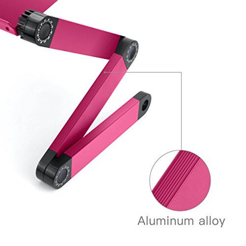 LifeBasis Laptop Notebook Tisch Flatbare Ständer Vollig Anpassungsfähig Notebook Stand Aluminiumlegierung Tragbares Bett Frühstück Tablett Buch Ständer für Laptop bis zu 17 Inch, Rosa - 6