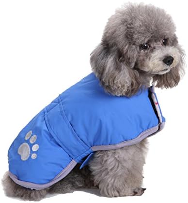 Aisuper Reflective Striped Plain Coats For Small Medium Large Dogs Pets Velcro Fastening Warm Winter Waterproof Two Legs 4 Colours Optional Jackets Jumper Medium Blue