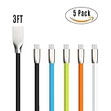 iRoundy Android Micro-USB-Kabel, 5 Stück 3FT Zink legiertem Lightning auf USB La