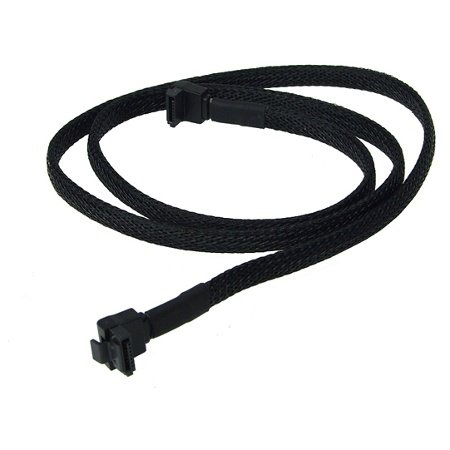 Phobya SATA 3.0 Anschlusskabel abgewinkelt mit Sicherheitslasche 90cm - Schwarz gesleevt