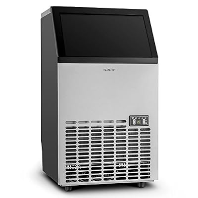 Klarstein Powericer ECO Machine à glaçons de 400W (réservoir de 15L, max. 45kg/jour, minuteur, auto-nettoyant, fabrication 10-20 minutes) - acier inox