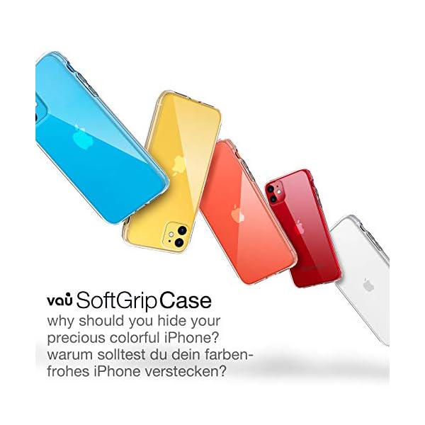 vau Hülle passend für Apple iPhone 11 (6.1) - SoftGrip transparent weiches Silikon-Case Handyhülle dünn durchsichtig Clear (LCD 2019) – Bild 3