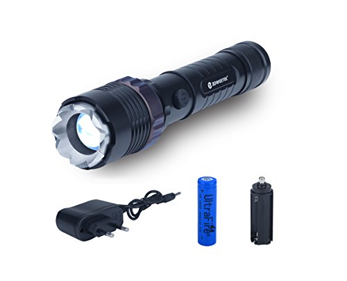 Zoweetek® 1200lm wiederaufladbare CREE T6 XM-L2 LED Taschenlampe 10W, mit einstellbarem Fokus, 5 Licht-Modi, Inklusive 18650 Batterie und Ladeeinrichtung,LED Zoombar Handlampen Aluminium – selbstverteidigung Indoor und Outdoor Beste Wahl - 2