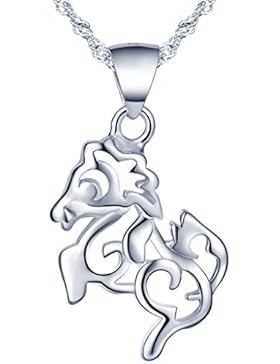Yumilok 925 Sterling Silber Punk hohles Pferd Anhänger Halskette Kette mit Anhänger für Damen Mädchen