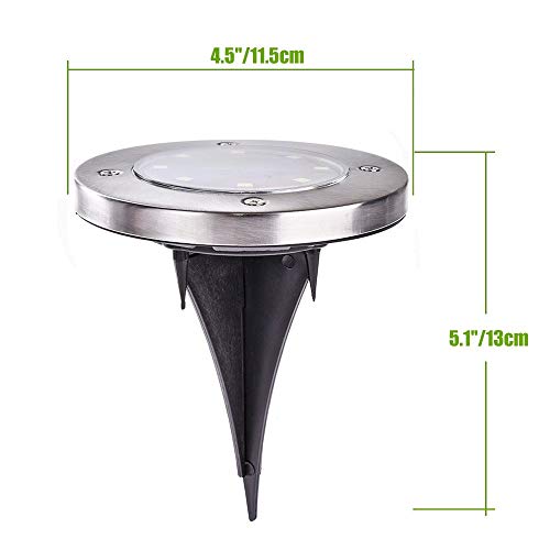 Preisvergleich Produktbild Vivibel Solarleuchten Garten, Garten Licht Wasserdichtes Solar, 8 LEDs Solarleuchte Bodenleuchte Außen Edelstahl, Solar Gartenleuchten Solarlampen für Lawn Pathway Patio Garden Pathway(6 Stück)