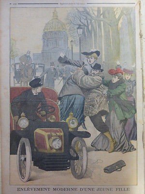 1902 Theme Crime Enlevement Moderne Automobile Jeune Fille - 