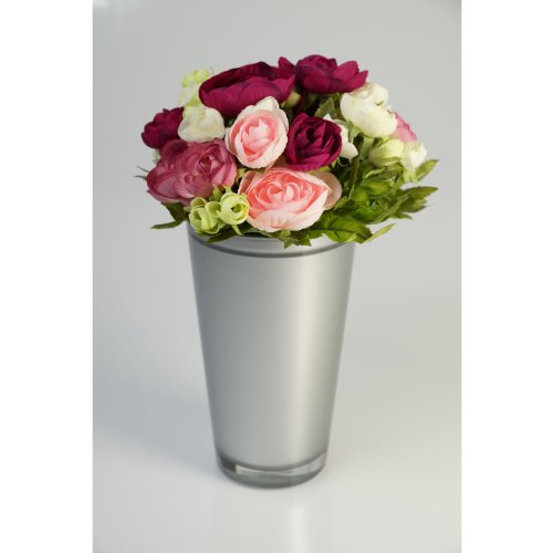 Künstlicher Ranunkelstrauch mit 18 Blüten, pink-rosa-weiß, 30cm, Ø 25cm – Deko Strauß Busch Strauch - 4