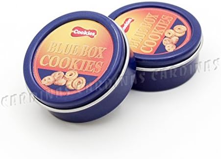 Odoria 1:12 Miniature Food 2PCS Metal Blue Cookies Can Dollhouse Kitchen Accessories
