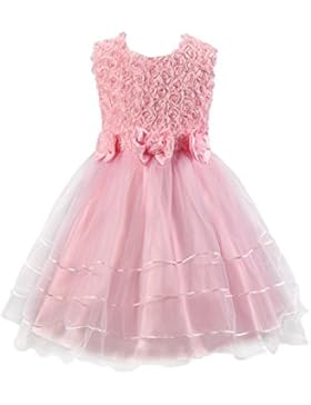 Discoball® Prinzessin Kleid Tütü mit Rose Blumen Schleife Hochzeit Brautjungfern Taufe Geburtstag Geschenk