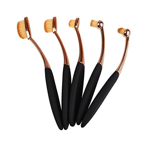Generic Rose Gold Oval Toothbrush Makeup Brush 5 Pcs Set + Sponge Puff + Lip Gloss RS.670 (52.00% Off) - Amazon