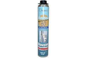 DSTOCK60 - MOUSSE EXPANSIVE 750 ML - MOUSSE POLYURÉTHANE PROFESSIONNELLE - ISOLE, COLLE ET REBOUCHE - MOUSSE PISTOLABLE - EXTÉRIEUR ET INTÉRIEUR