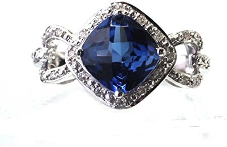 Ceylon Sapphire Diamond 9 Carat White Gold Ring Cert AGI FREE Ship Precious Jewels UK