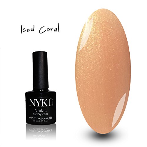 NYK1 NAILAC - ICED CORAL - Professional Shellac Gel Nail Polish - UV & LED Drying - Quick Soak Off Gel Polish 10ml - Over 100 Shellac Colours to Choose From!