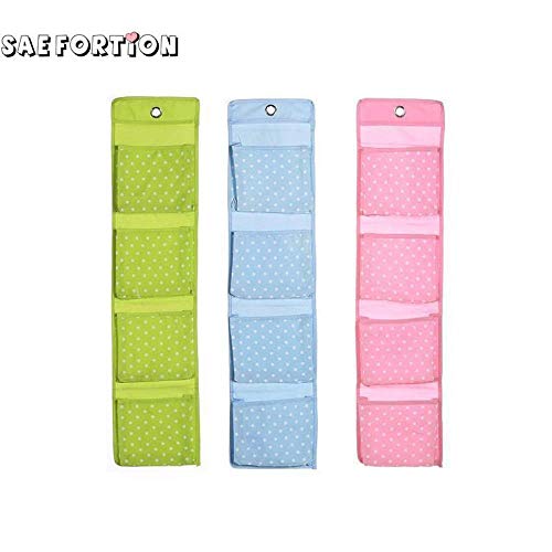 SAOJI Wandbehang Organizer Über Tür Aufbewahrungstaschen Aufhängetasche Kind Kinder Bett Schrank Kleiderschrank Organizer Wand-Organizer, blau, 4 Zellen
