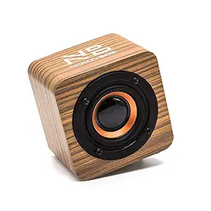 NB NOIZZYBOX Cube XS Premium Wood Finish Tiger Strips Portable Wireless Bluetooth 5.0 Speaker with 5W Output; HD Sound 14+ Hrs Playtime; Aux-in/TWS (Tiger Strips)