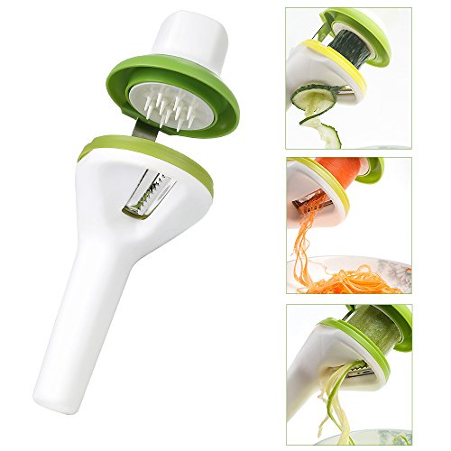 eSky24 Cortador en Espiral para Verduras de Espaguetis & Fruta Cortador en Espiral de Mano con 3 Corte de Malla
