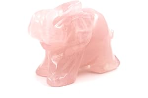 Ouubuuy Cuarzo Rosa Natural Cristal de Tallado Elefante, Estatua de Elefante de Cristal geomántico, decoración del hogar Elefante Afortunado 4cm (Cuarzo Rosa)