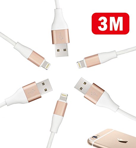 OTISA 3M iPhone Datenkabel Verbindungskabel USB Kabel mit Lightning Stecker Ladekabel für Apple iPhone 6 Plus/6 /5/5S/6s iPad 4 iPad Mini/Air iPod 5 und iPod7 Arbeitet mit neuesten iOS-Update (GOLD)