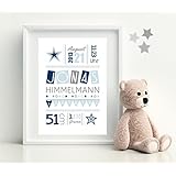 Geburtsbild • STERNCHEN Junge • Kinderzimmer Kunstdruck - 8 Farbvarianten zur Auswahl - personalisierte Drucke vom PAPIERBÜDCHEN