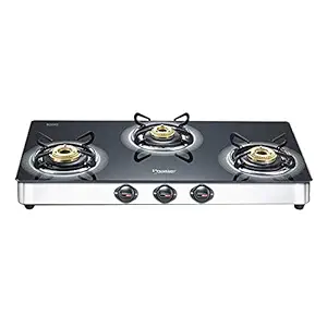 Prestige Royale Plus Stainless Steel 3 Burner Gas Stove, Black (40178)