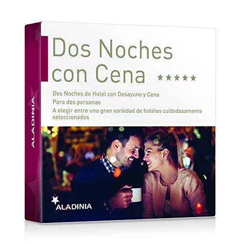 ALADINIA Box Caja Regalo Pack Dos Noches con Cena para Dos Personas con Validez Ilimitada | Más de 100 Opciones para Elegir