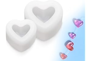 KAPSING Stampo in silicone cuore 2 pezzi, stampi in silicone per colata, stampi in silicone di due dimensioni diverse, stampo per colla di cristallo fai da te, stampo per ornamenti decorativi