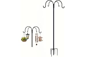 QUZGVEXA Bird Feeder Pole, Large Bird Feeders Hanging Station, Tall Shepherds Crook Garden Hooks, Heavy Duty Metal Hangers for Outdoor Garden Light, Decoration, Flower Basket, Lamp, Wind Chimes(223cm)