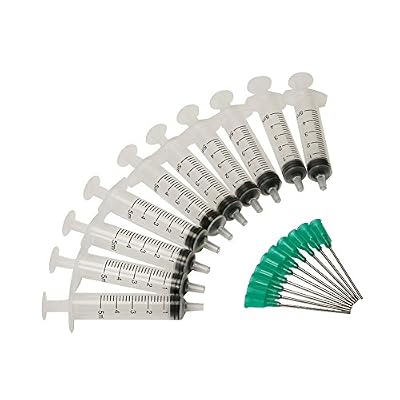 Shintop Seringue de 5 ml avec 18 ga 3,8 cm Blunt Pointe Aiguilles pour expériences, à l'industrie (lot de 10)