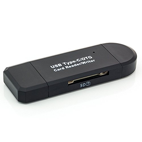 Saxonia SD TF Kartenleser 3 in 1 OTG USB-A / Micro USB / USB-C Adapter Stick Card Reader Schwarz - 2