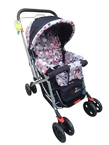 Sunbaby Angel baby Stroller/Pram for New Born 0-3 years, Extra wide/Thick Cushion seat , Reversible Handle, mosquito net, best for kids/toddlers,light weight foldable umbrella canopy stroller -GREY/BLACK