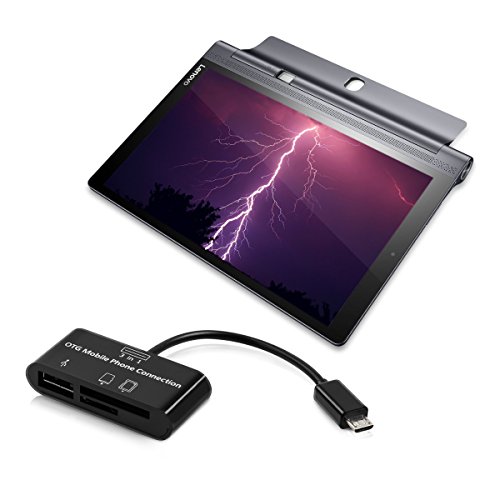 kwmobile 3in1 Micro USB OTG Kabel Adapter für Lenovo YOGA Tablet 3-10 Pro – Card Reader Tablet Kartenleser Anschluss für USB 2.0 / SD Karte / Micro SD Karte in Schwarz - 5