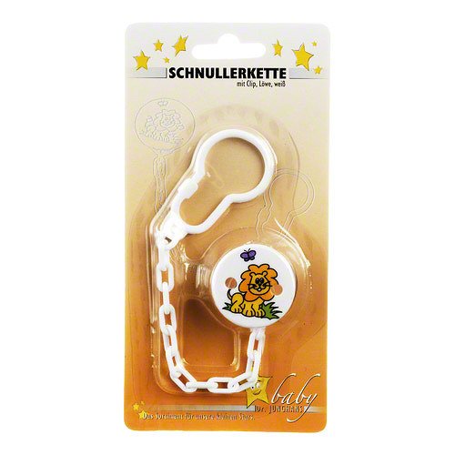 Preisvergleich Produktbild SCHNULLERKETTE Kunststoff mit Clip Löwe weiß 1 St