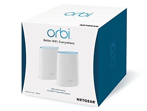 Netgear Orbi RBK50-100PES - Sistema WiFi de Red Mesh  Kit de Router y sat  lite  AC3000 tribanda  Cobertura 350 Metros ampliables  instalaci  n Sencilla y Segura 