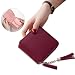 Produktbild Geldsäckchen Mini Geldbörse Münzbörse Minibörse Schütter Kleingeldbörse Geldbeutel mit vielen Kartenfächern PU Leder Drehertasche Kopfhörer-Tasche Akkutasche Maroon