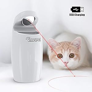 DADYPET Juguetes para Gatos Juguetes interactivos para Gatos y Perros rotación automática Irregular de Puntos Rojos, USB Recargable (Incluye Cable)